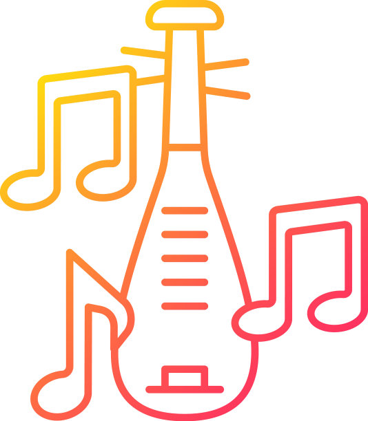 琵琶乐器梯度线性图标图片下载