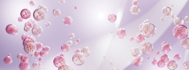 科学化妆品，3D胶原血清和维生素透明质酸护肤液，化妆品广告背景。图片下载