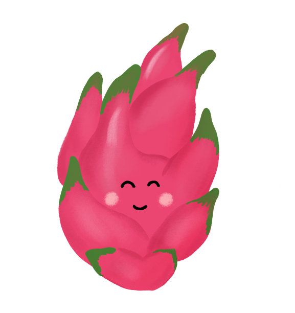 可爱的火龙果与脸。可爱的涂鸦火龙果或火龙果孤立在白色背景。图片下载