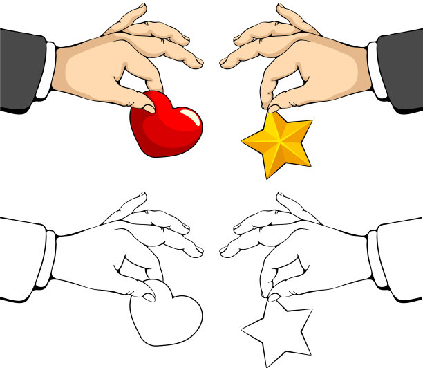 男人手里捧着一颗星星和一颗心图片下载
