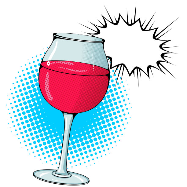 一杯葡萄酒波普艺术风格的贴纸图片下载