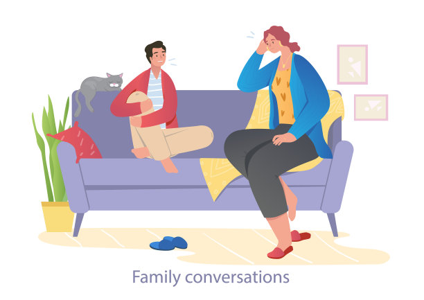 夫妻俩在沙发上聊天图片下载