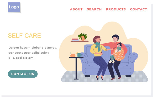 Internet网站页面布局。父母给生病的孩子吃药。保护人类健康的理念图片下载