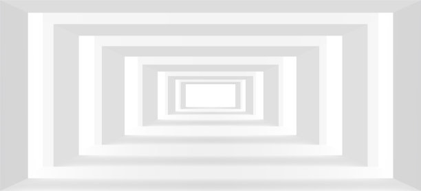 空的白色建筑走廊矢量图。摘要三维室内模板为背景。图片下载