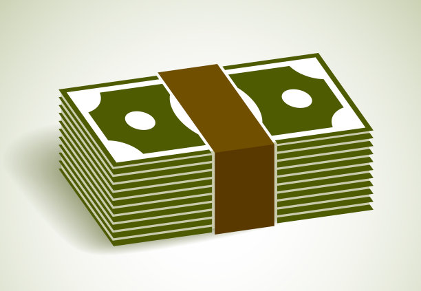 现金钞票一元钞票叠矢量简约插图图标或标志，商业和金融主题，所得税收入奖。图片下载