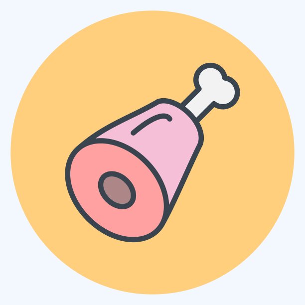 图标火腿。适用于肉类。颜色风格交配。简单的设计可编辑。设计模板向量。简单的说明图片下载