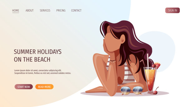 戴墨镜，喝水果鸡尾酒的女人。图片下载