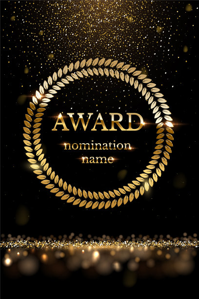 金文奖和提名名和圆花环，闪闪发光的金箔纸屑图片下载
