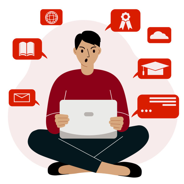 在线教育一个男人把笔记本电脑放在她腿上，订婚了。生气。教育相关图标集图片下载