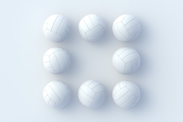 白色背景上方形排球球。运动器材。国际比赛。冠军得主。在体育学校训练。室内、户外游戏。前视图。三维渲染图片下载