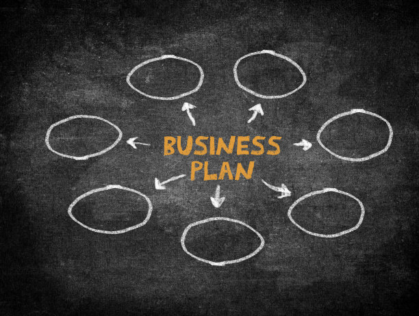 创意概念黑板字母商业计划字。图片下载