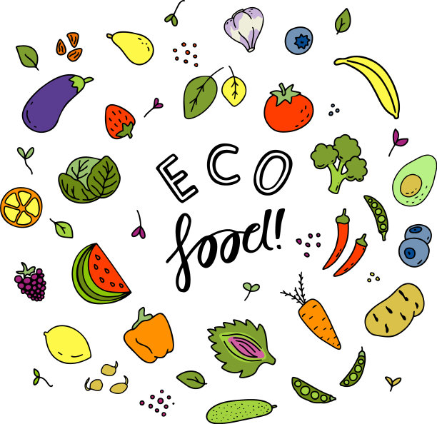 一组涂鸦不同种类的蔬菜图片下载