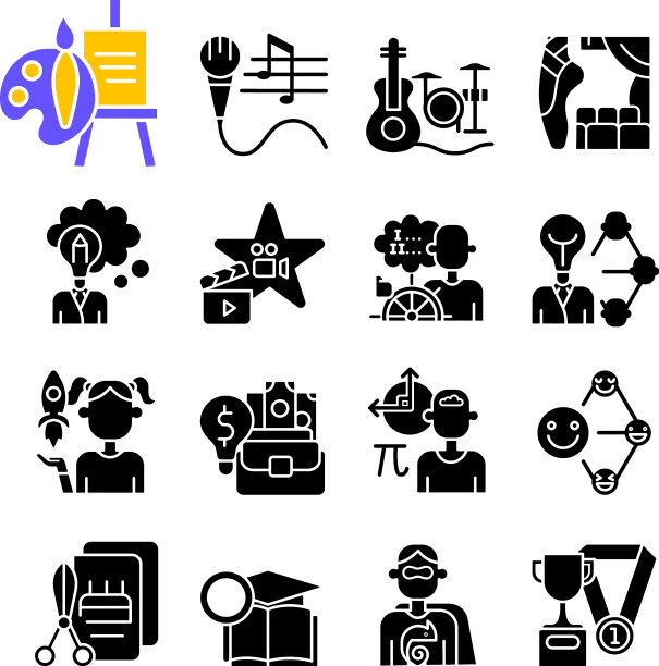 天赋和天资的黑色图标设置图片下载