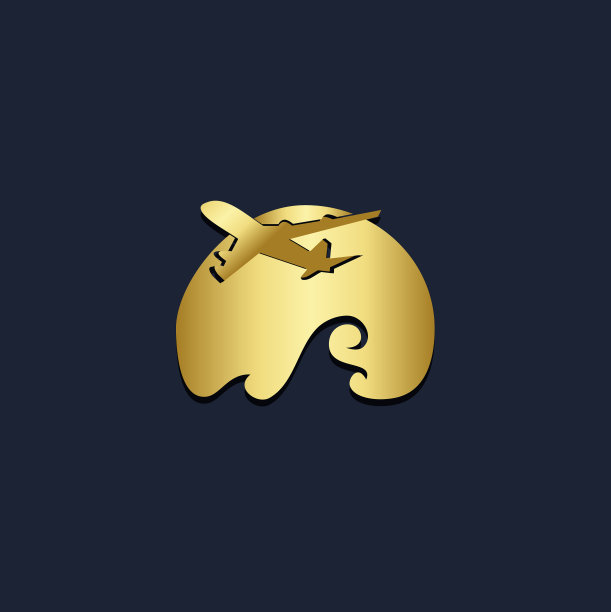 金色飞机飞行标志图片下载