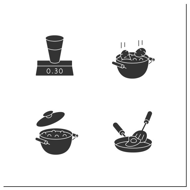 烹饪过程字形图标设置图片下载
