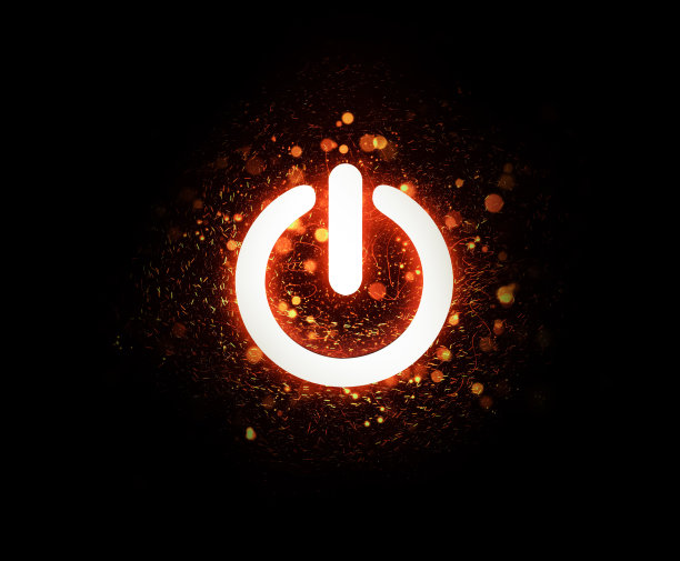 燃烧的电源按钮图片下载