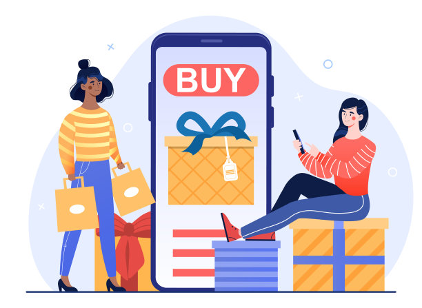 女孩们买盒装礼物图片下载