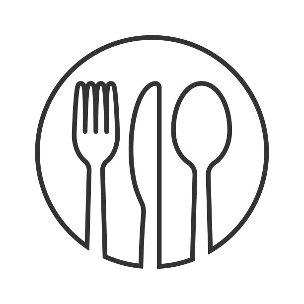 叉子，刀和勺子的图标标志。简单的平面形状的标志。餐厅，咖啡馆，厨房，餐厅，地方菜单符号。矢量插图形象。轮廓孤立在白色背景。图片下载