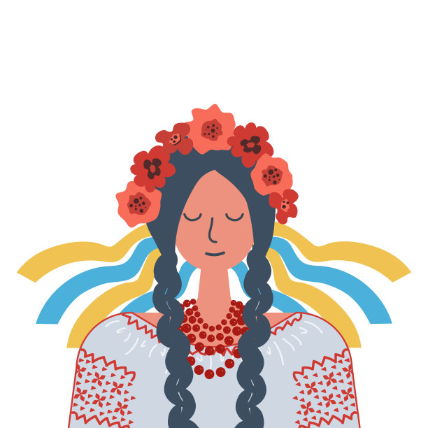 穿着民族服装的乌克兰女孩。年轻女子穿着绣花衬衫图片下载