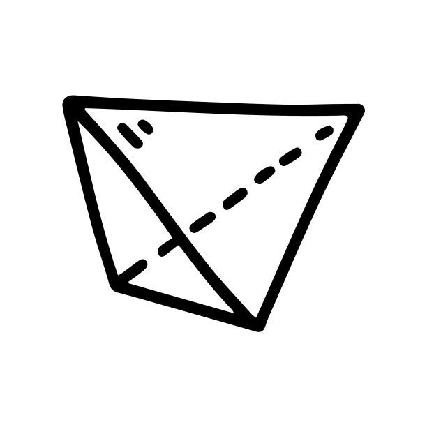 四面体线条涂鸦简单的图标设计图片下载