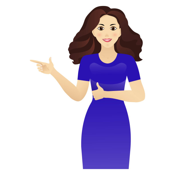 年轻女子站在那里微笑着展示着什么图片下载