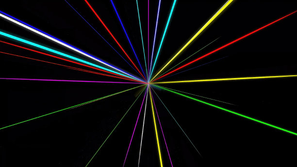 彩色光线孤立在普通的黑色背景图片下载