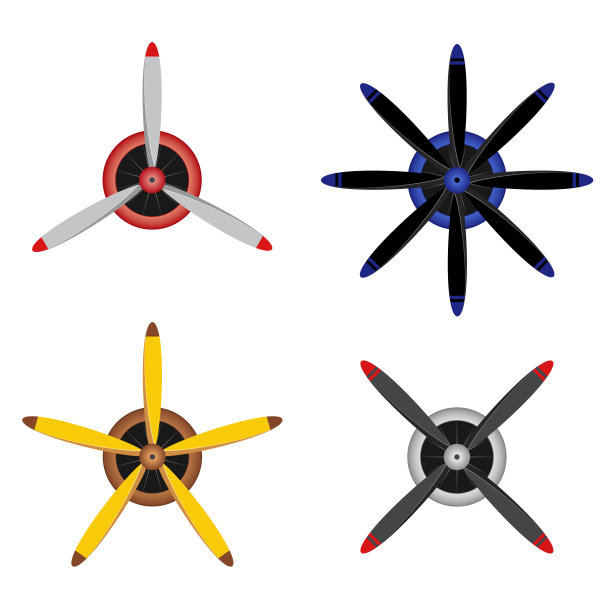 前视图的飞机螺旋桨矢量插图设置图片下载