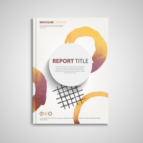 小册子，小册子或宣传单，上面有桔黄色图案的抽象点图片下载