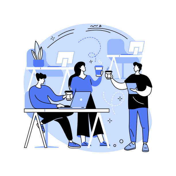 早上在办公室孤立卡通矢量插图。图片下载