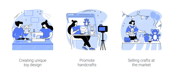 卖手工工艺品孤立的卡通矢量插图se图片下载