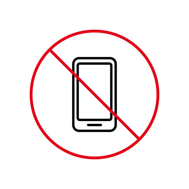 没有智能手机黑线禁令图标。手机禁止轮廓象形文字。禁止使用手机红色停止标志。不允许使用智能手机标志。手机禁止。矢量图图片下载