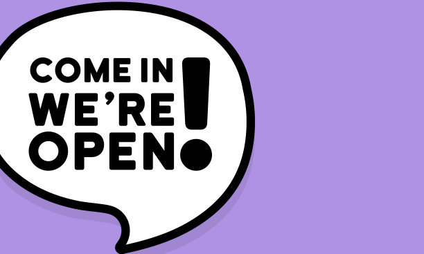 语音泡泡与进来是开放的文本。复古漫画风格。波普艺术风格。矢量线图标的业务和广告图片下载