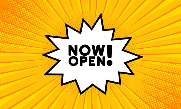 语音泡泡现在打开文本。复古漫画风格。波普艺术风格。矢量线图标的业务和广告图片下载