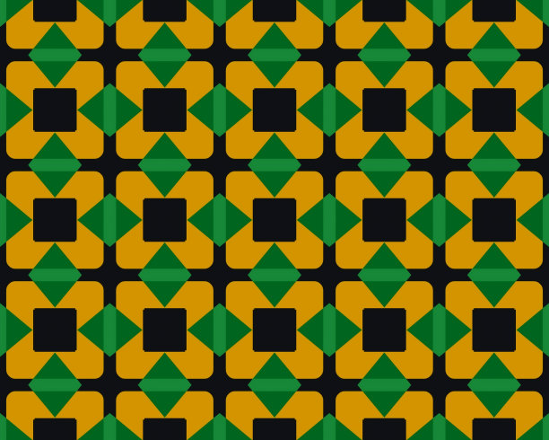 黄色和绿色的无缝x形瓷砖图案的插图图片下载