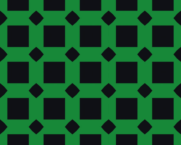 一个无缝的绿色和黑色的正方形和菱形瓷砖图案的插图图片下载