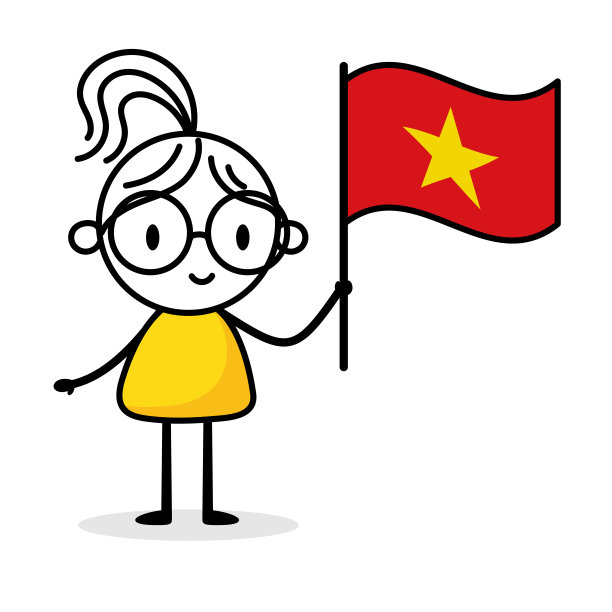 拿着越南国旗的女人，矢量库存插图图片下载
