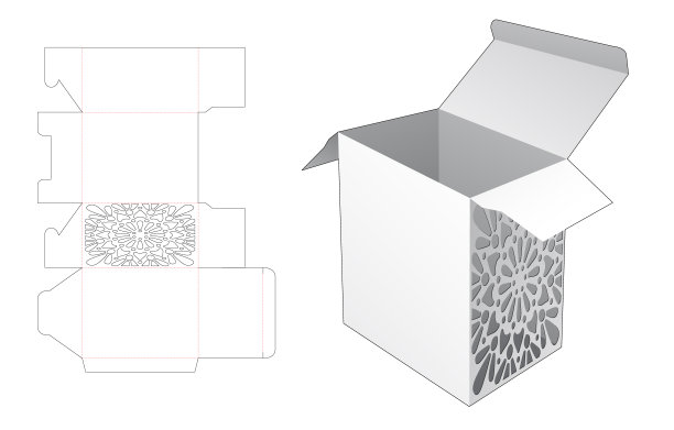 纸板箱与模版曼荼罗模切模板图片下载