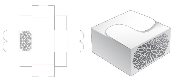 模板烘焙盒模切模板和3D模型图片下载