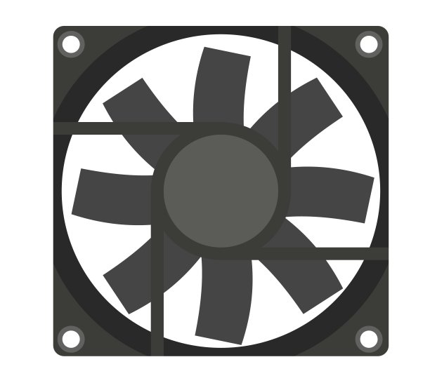 冷却温度。后面的观点。个人电脑备件。个人电脑或笔记本电脑配件。孤立在白色背景。向量图片下载