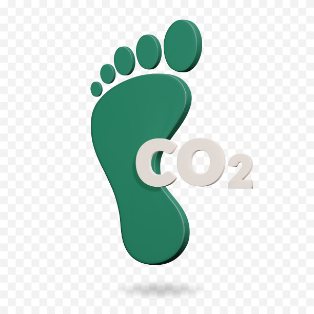 二氧化碳碳足迹3d渲染图标。与可持续性、碳排放和环境影响相关。图片下载