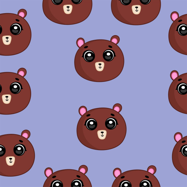 可爱无缝图案的蓝色背景与舒适的泰迪熊。 纹理剪贴簿，包装纸，邀请函。矢量插图。图片下载