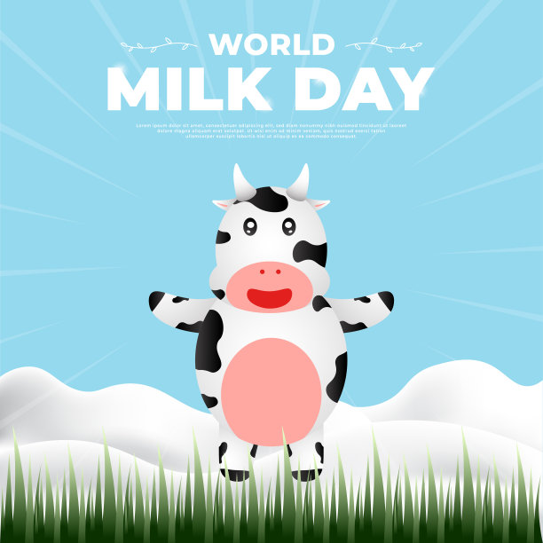 世界牛奶日设计，适合海报、横幅、社交媒体帖子等图片下载