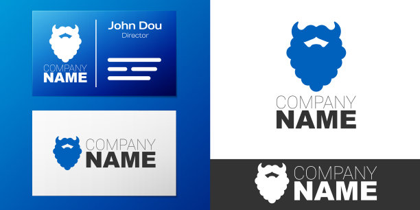 标志类型胡子和胡子图标孤立的白色图片下载