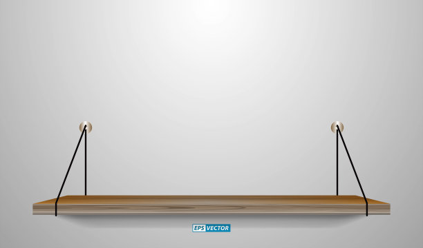 一套逼真的木墙隔断货架。每股收益向量图片下载