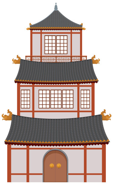 白色背景的中国传统建筑图片下载