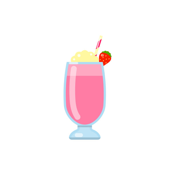 彩色扁平草莓奶昔图标图片下载