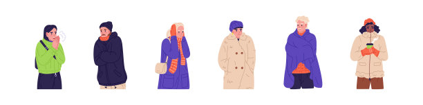 一群人穿着温暖，冷得瑟瑟发抖图片下载