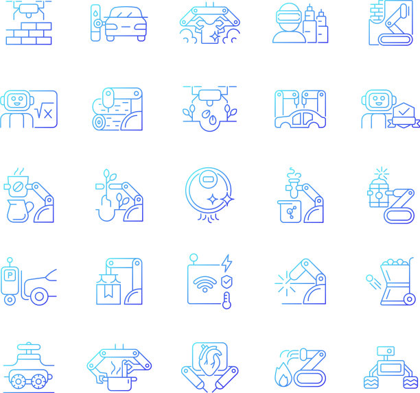 自动化梯度线性图标集图片下载