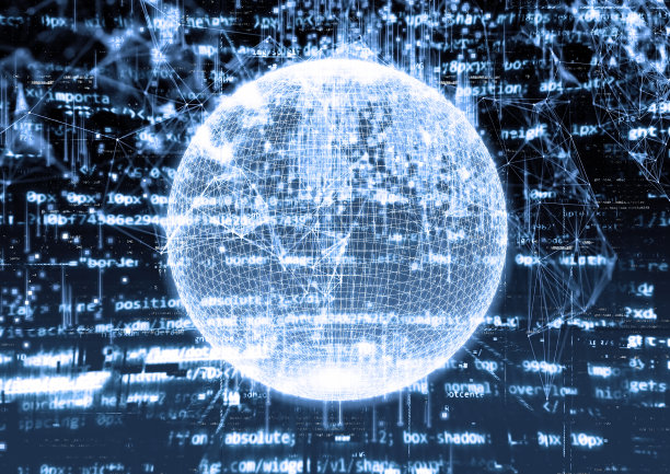 人工智能漂浮在加密代码与技术概念的3D插图图片下载