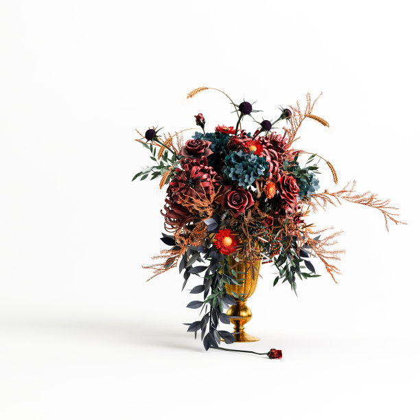 3d插图花花瓶装饰孤立在白色背景图片下载